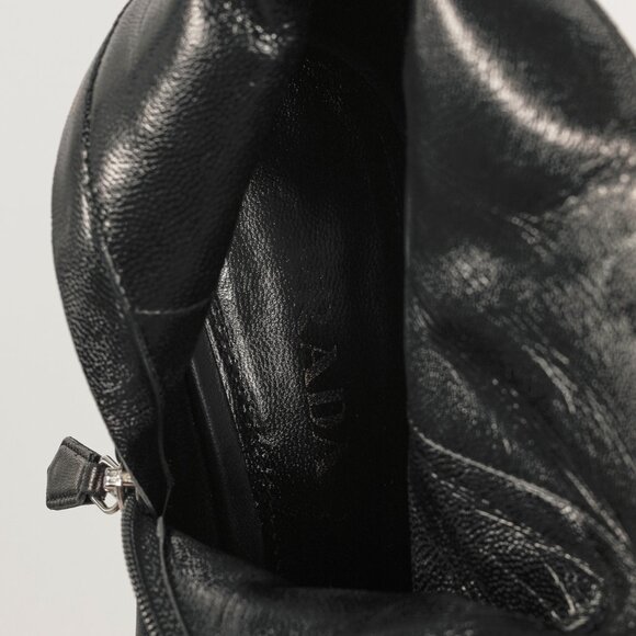Prada Black Leather Block-Heel Ankle Boots - Picture 10 of 10